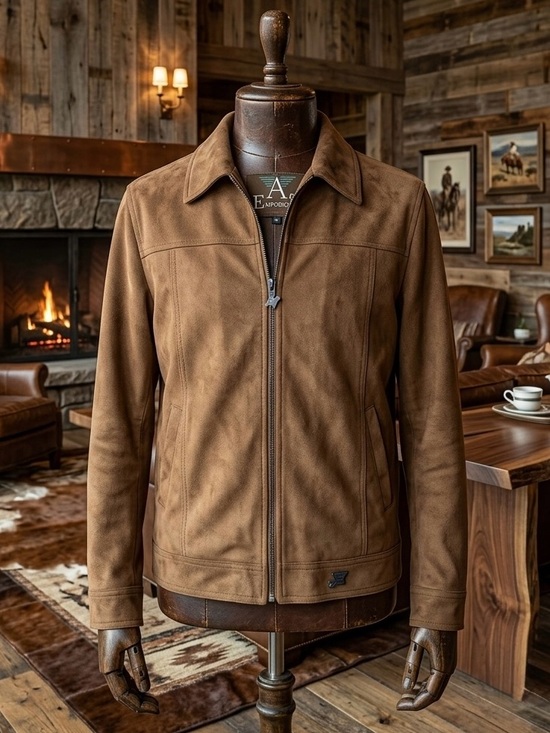 Emporio Armani Other - Vintage-Style Brown Faux Suede Jacket - Size M
